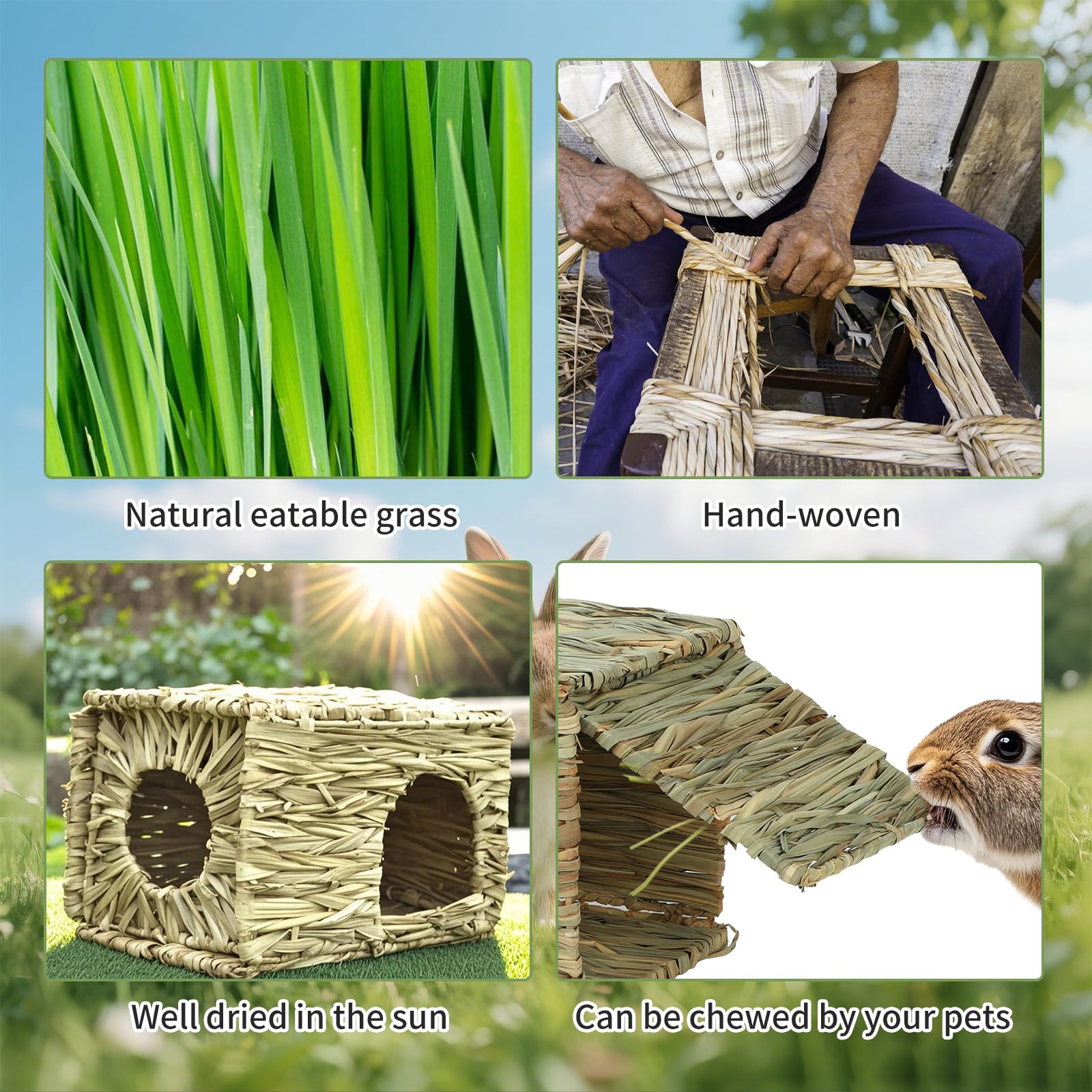 BWOGUE Bunny Grass House hideout interior showing cozy space for digging, foraging and exploration.