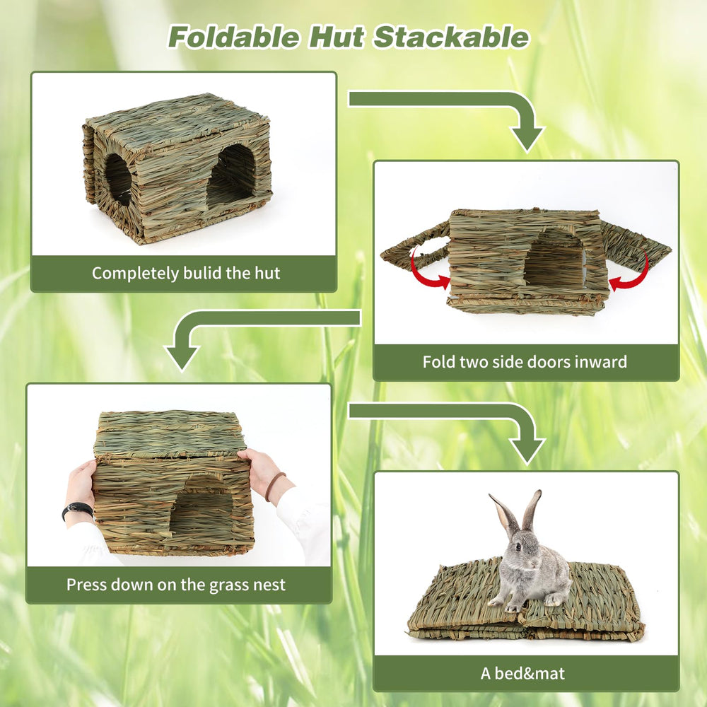 BWOGUE Bunny Grass House size 30x20x23cm showing ample space for multiple small pets.