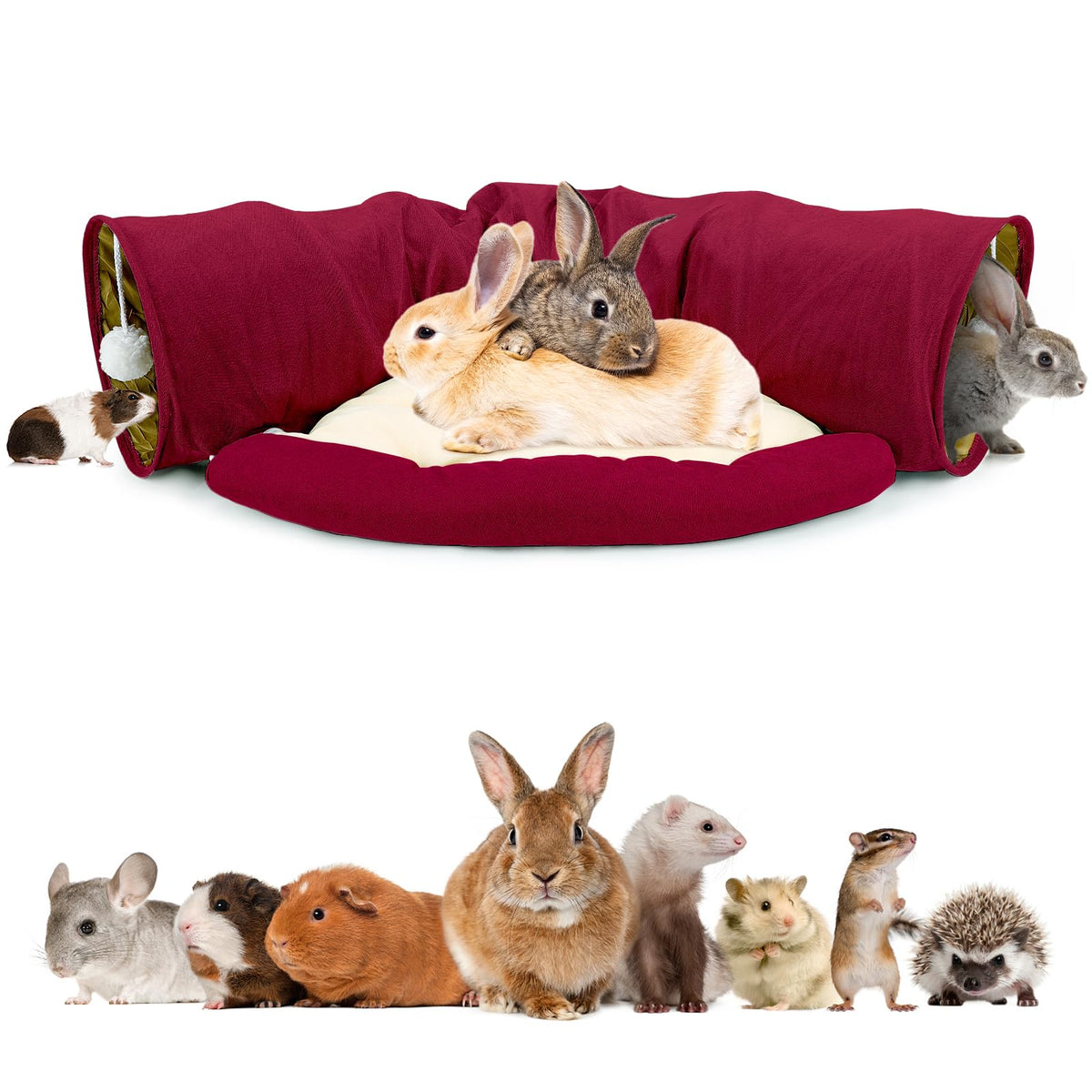 BWOGUE Bunny Tunnel Bed folding view demonstrates compact storage and travel-friendly design.