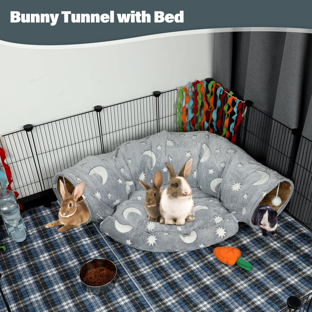 BWOGUE Bunny Tunnel Bed in use demonstrates hideout and exercise
