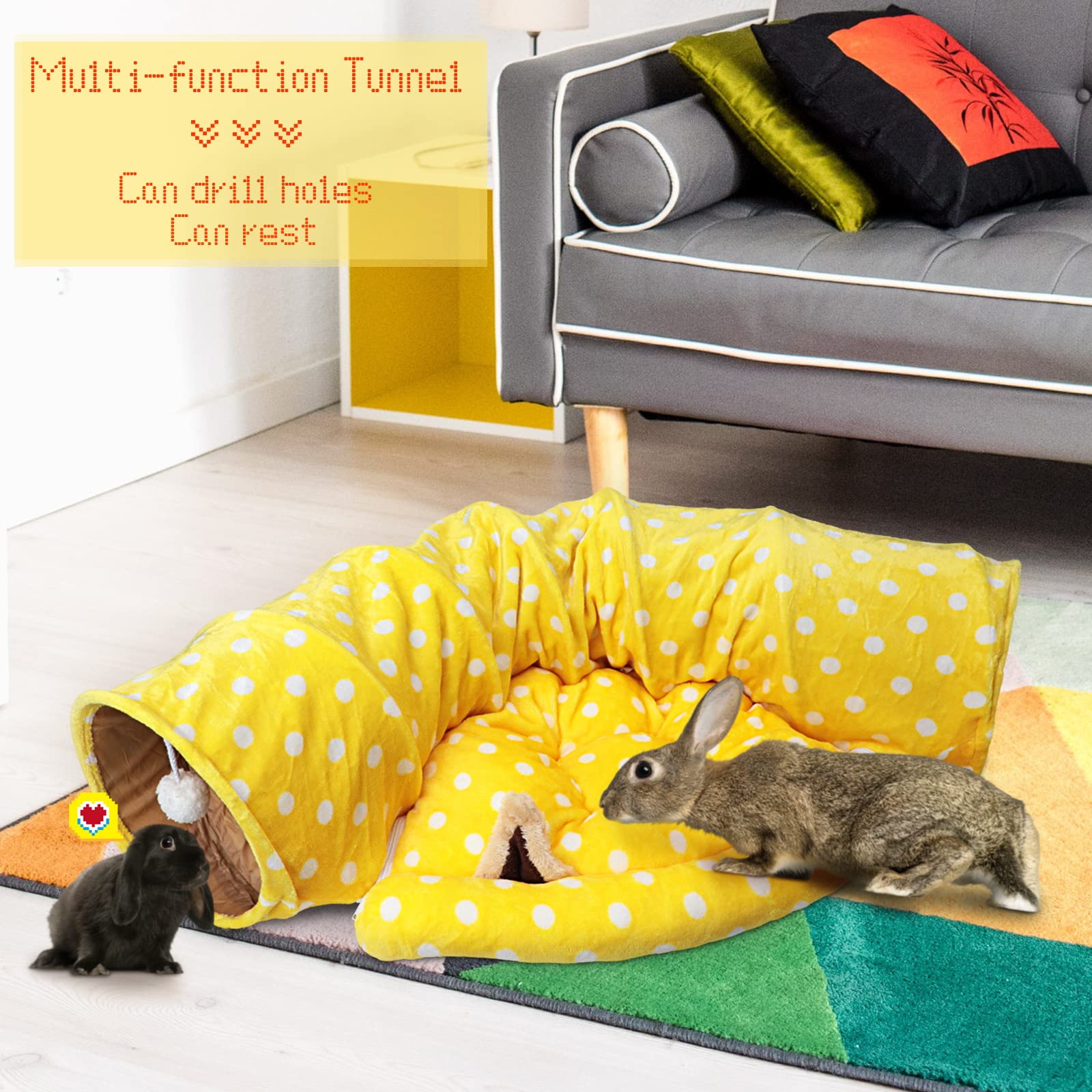 BWOGUE Bunny Tunnel Bed indoor small pets ideal hideout for relaxation.