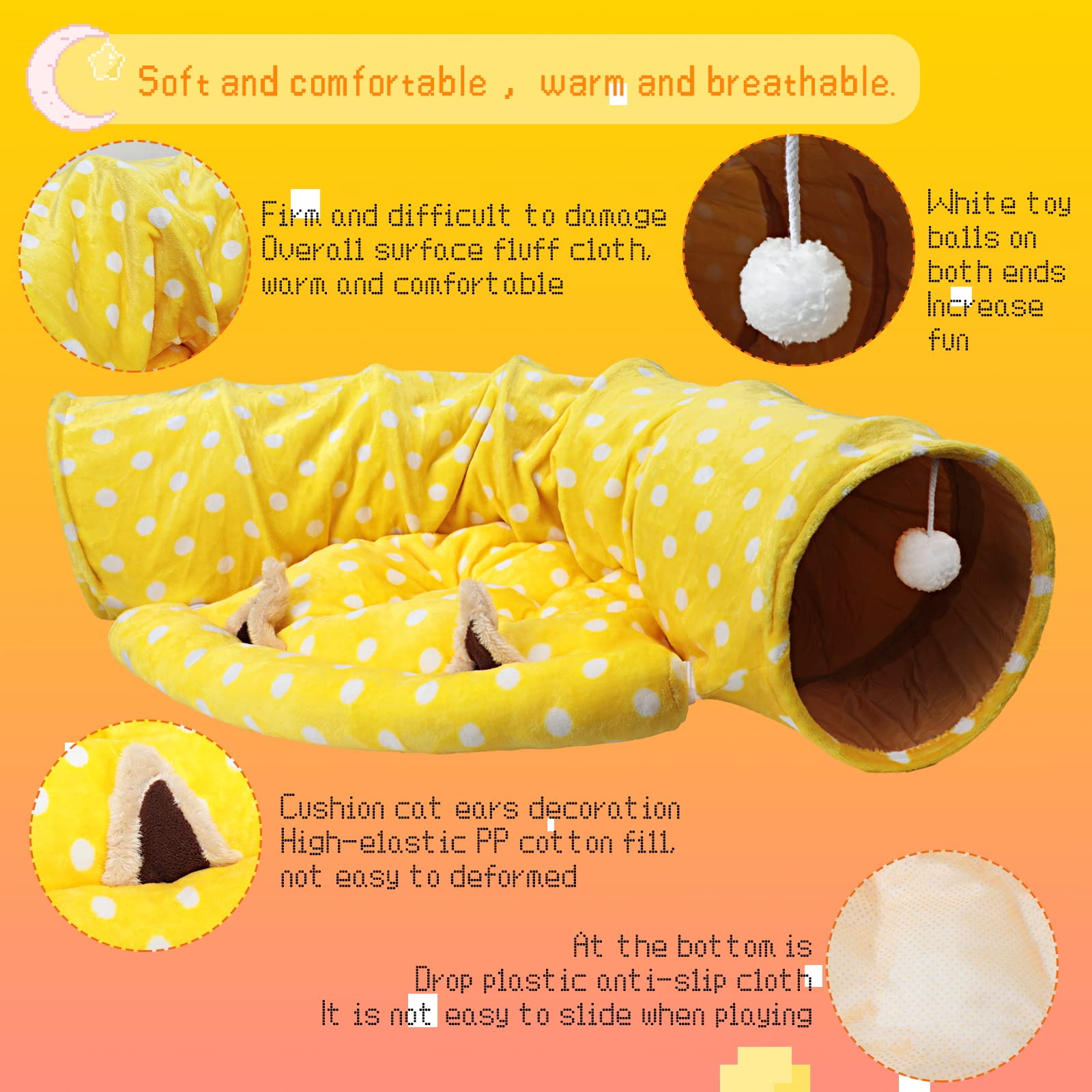 BWOGUE Bunny Tunnel Bed movable ball toy provides built-in entertainment during sessions.