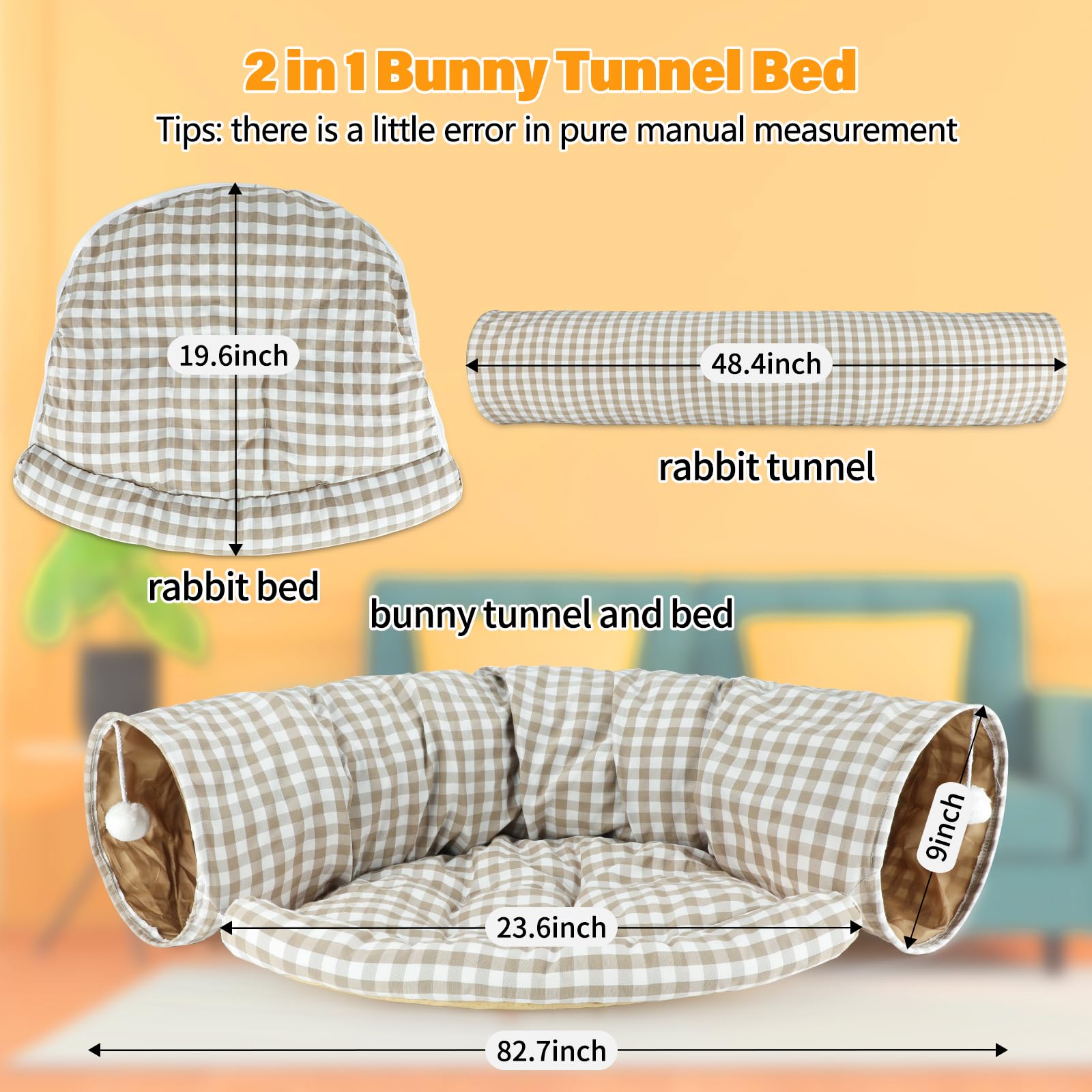 BWOGUE Bunny Tunnel Bed with removable mat for easy cleaning and setup.