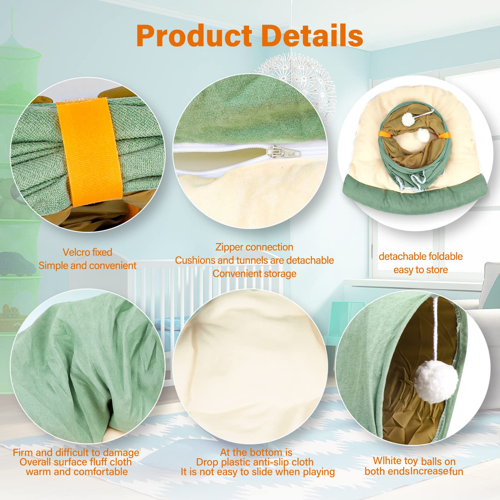 BWOGUE Bunny Tunnel Bed removable-mat highlights easy washing and flexible cleaning.