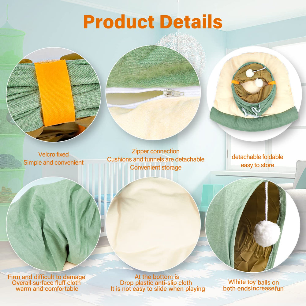 BWOGUE Bunny Tunnel Bed removable-mat highlights easy washing and flexible cleaning.