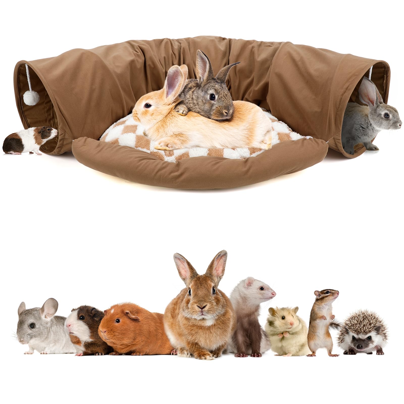 bwogue bunny tunnel bed setup offers a cozy hideout and play space for small pets