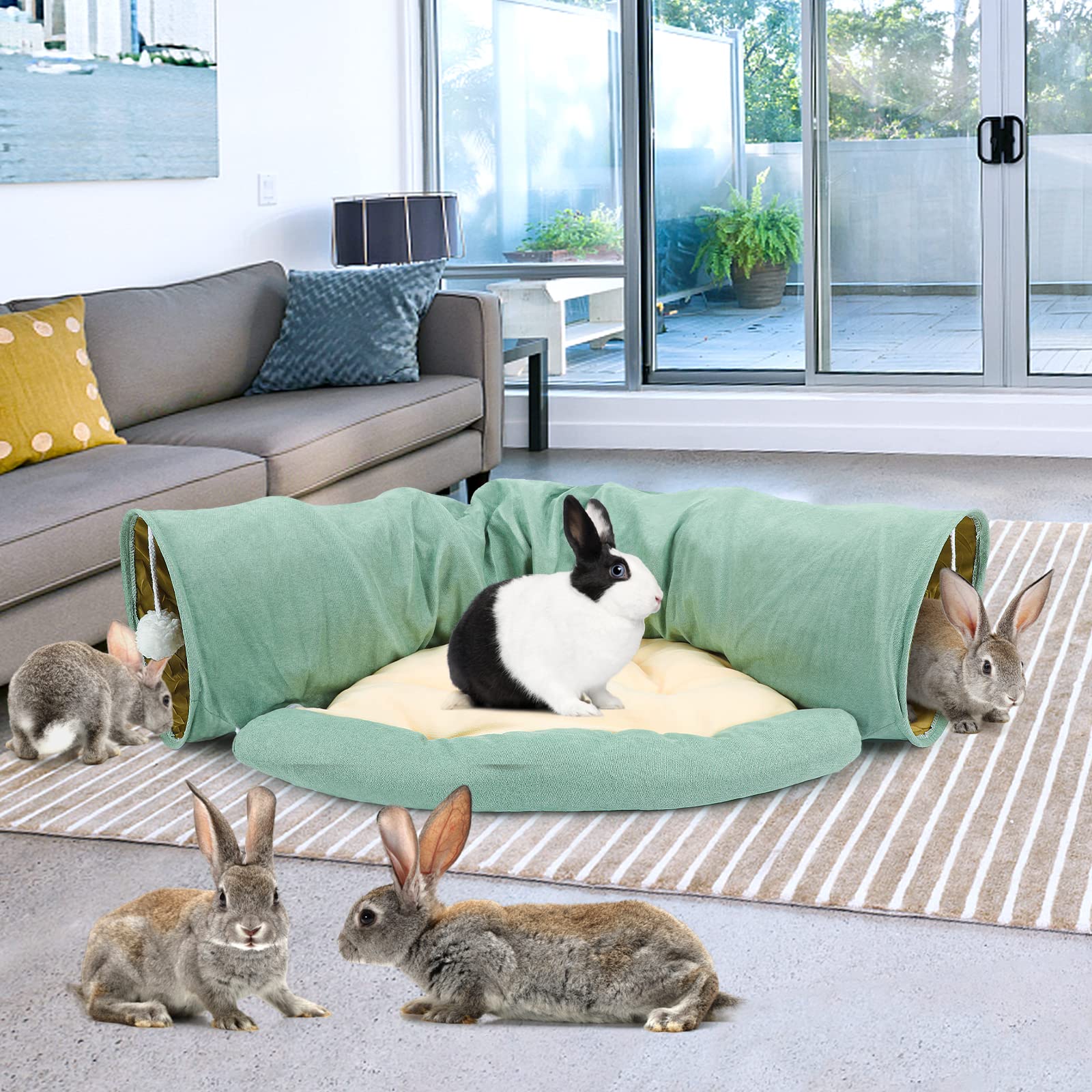 BWOGUE Bunny Tunnel Bed length-46-8-inches offers roomy play space.