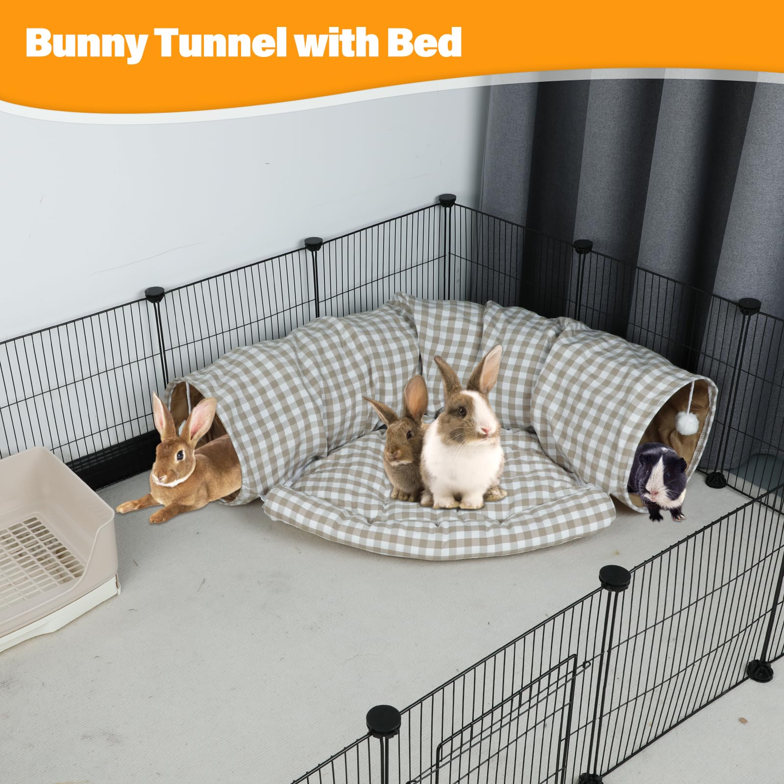 BWOGUE Bunny Tunnel Bed suits small pets like rabbits and guinea pigs.