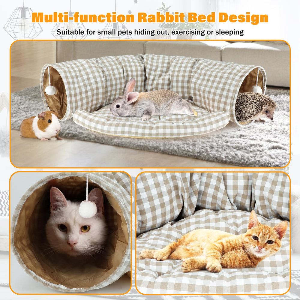 BWOGUE Bunny Tunnel Bed crafted in soft suede fabric for cozy lounging.