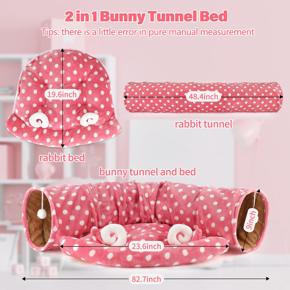 BWOGUE Bunny Tunnel Bed with ball toy promotes interactive fun and enrichment.