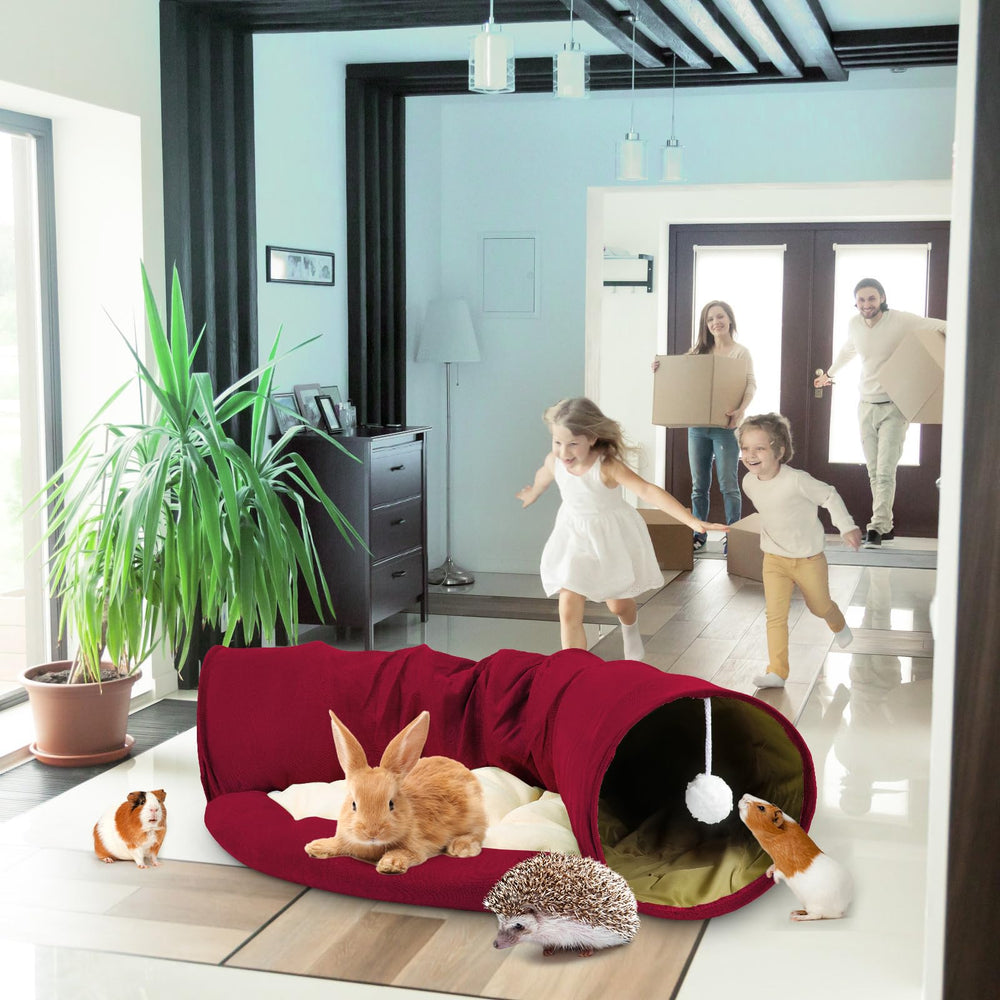 BWOGUE Bunny Tunnel Dimensions 46.8 inches length communicates ample space for small pets.