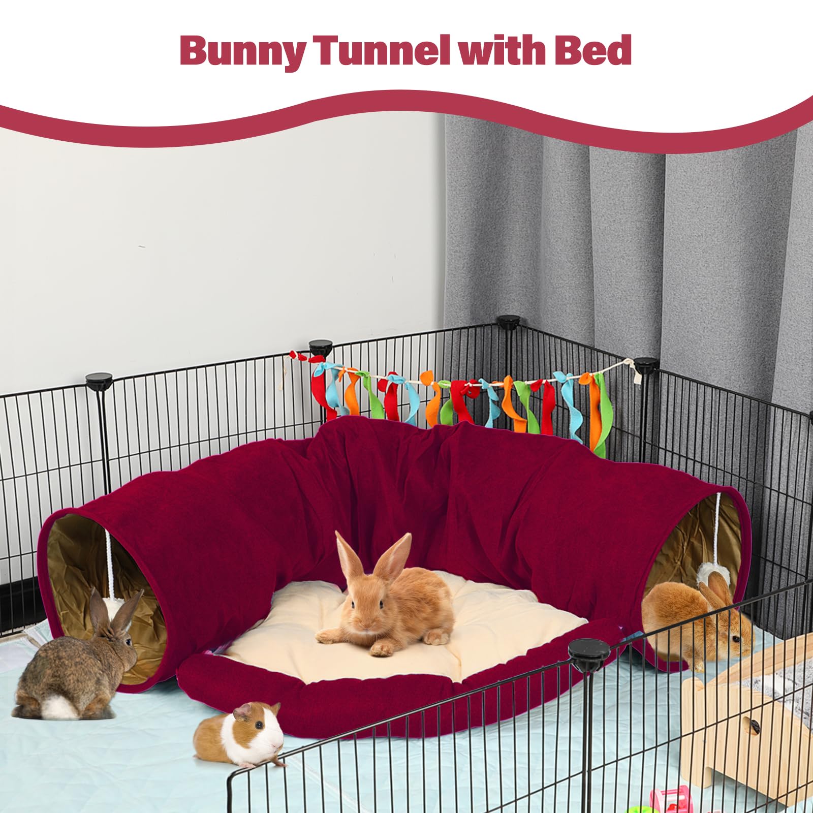 BWOGUE Bunny Tunnel Safe Durable Suede panel stresses scratch resistance and comfort.