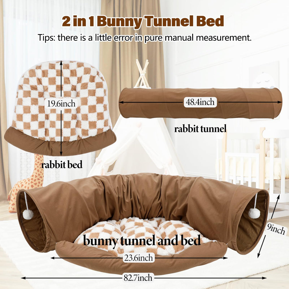 bwogue bunny tunnel bed side view shows soft suede fabric and durable frame for daily use