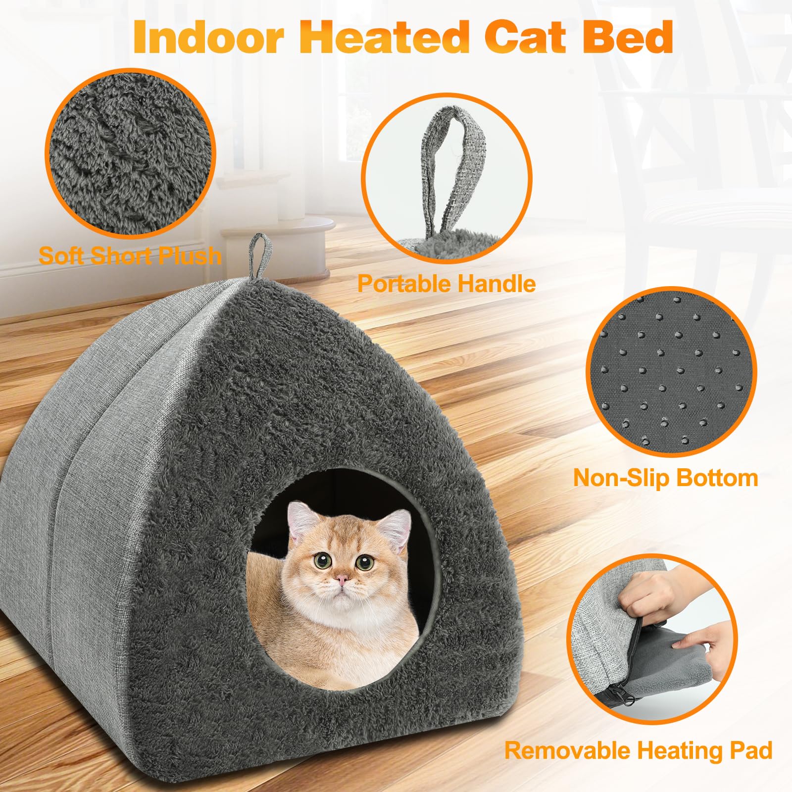 BWOGUE cat bed thermo pet nest inside view highlighting gentle warmth