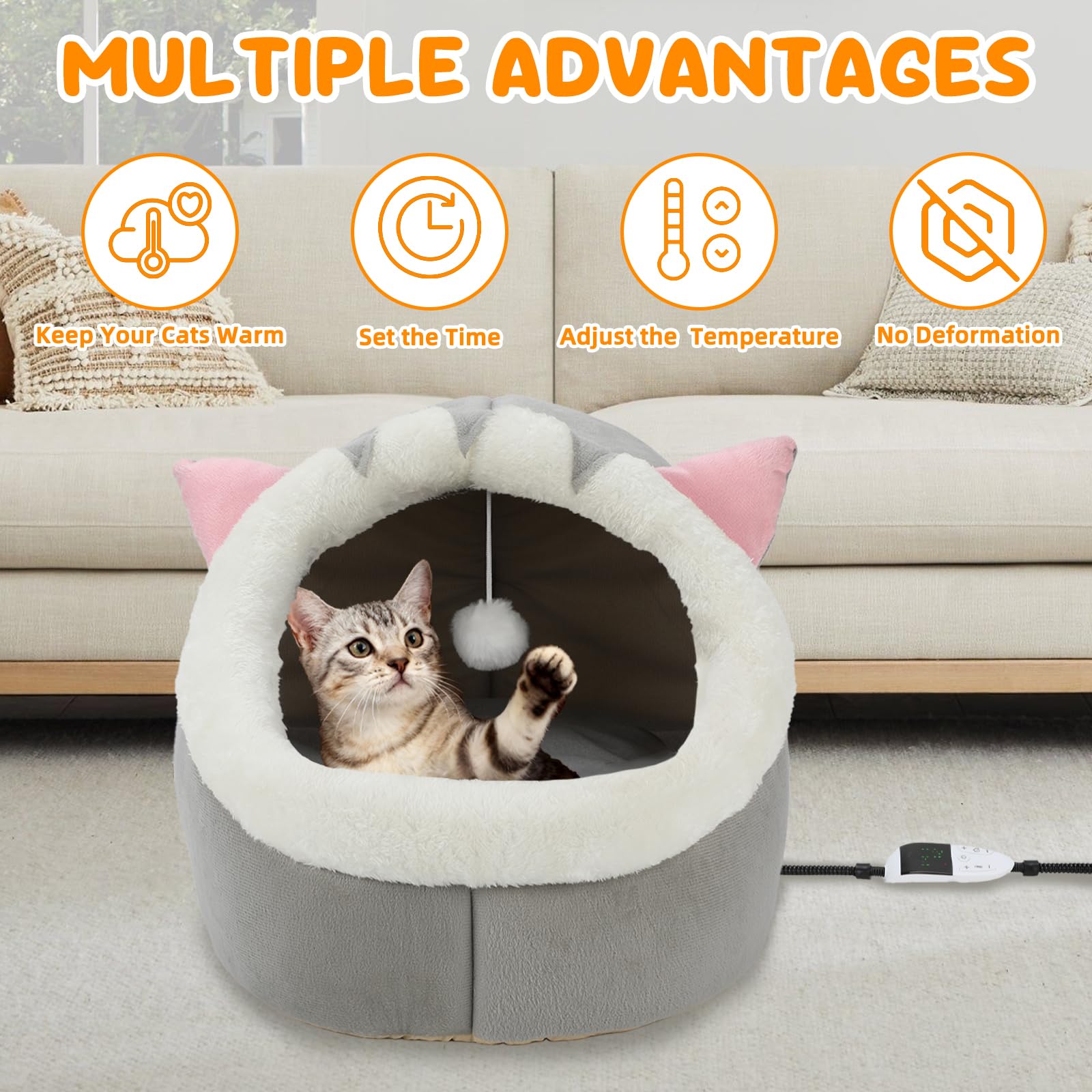 BWOGUE cat nest with warm plush interior for lounging and nesting.