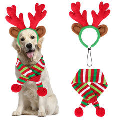 BWOGUE dog reindeer antlers headband with adjustable strap for secure fit.