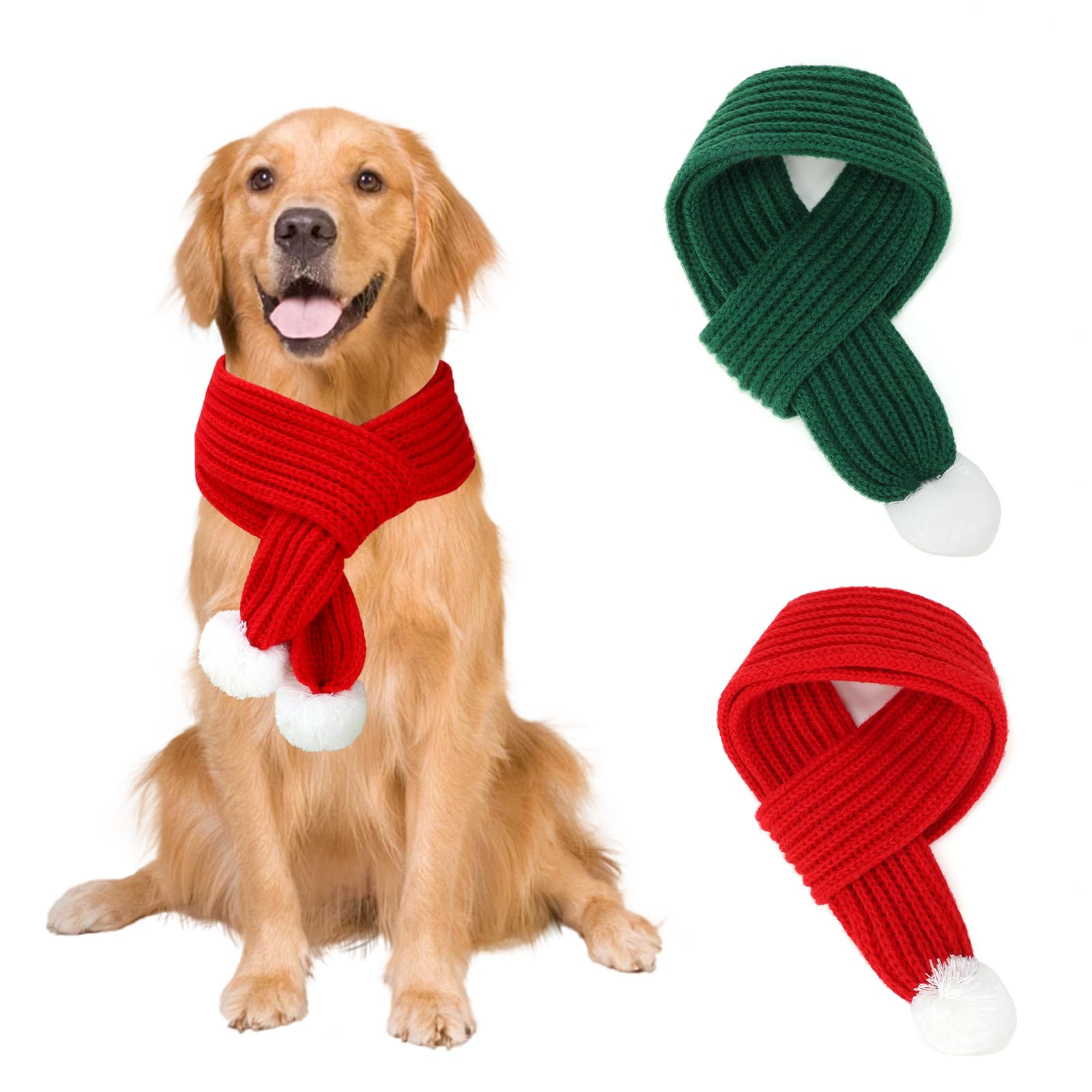 BWOGUE dog Christmas scarf close-up knit texture highlights warm, cozy winter wear