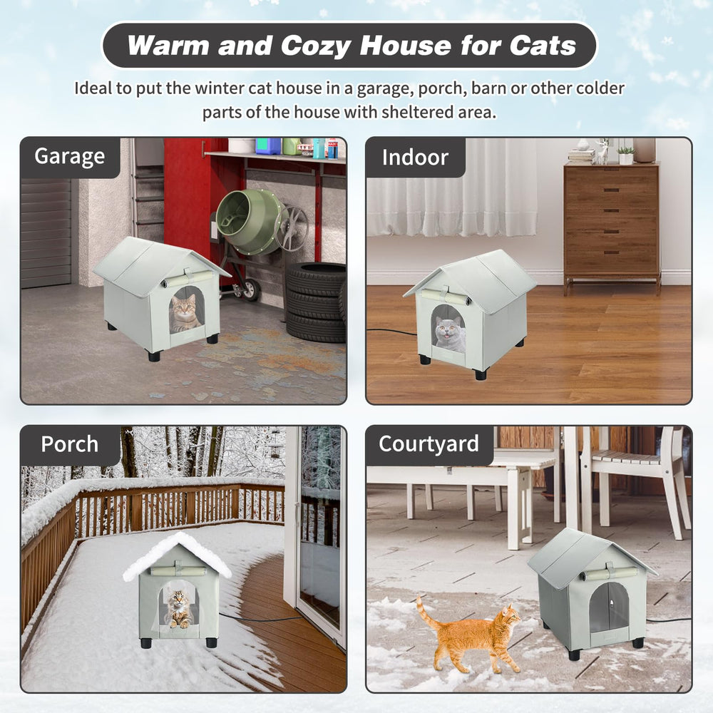 BWOGUE elevated cat house with wood backing for stability