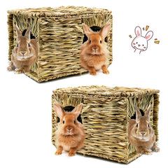 BWOGUE extra large grass house for rabbits offers a spacious hideaway for multiple bunnies.