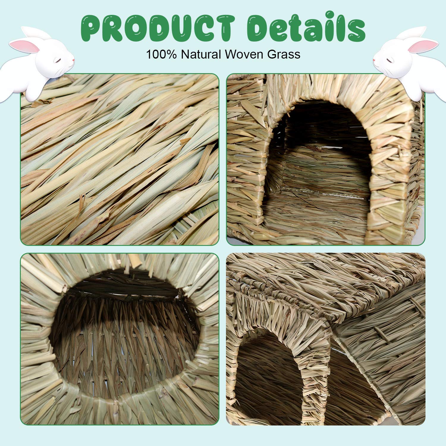 BWOGUE grass house with openings playhouse invites exploration and foraging.