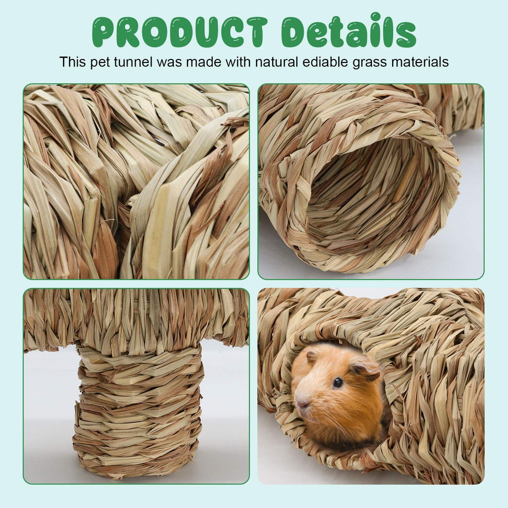 BWOGUE Hamster Grass Tunnel side angle emphasizing multiple-entry fun for small pets.