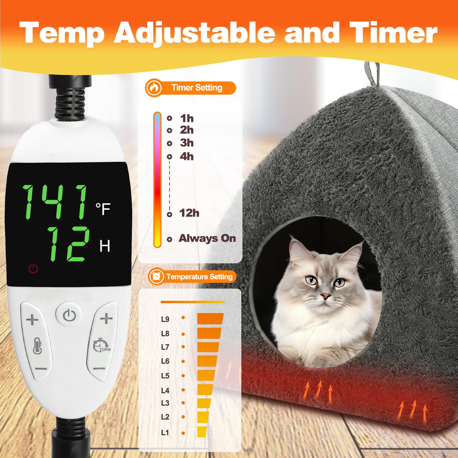 BWOGUE heated cat bed cave opening shows cozy hideaway for lounging