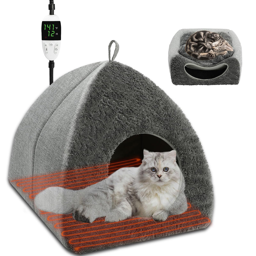 BWOGUE indoor heated cat bed front view for a warm resting spot