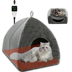 BWOGUE indoor heated cat bed front view for a warm resting spot