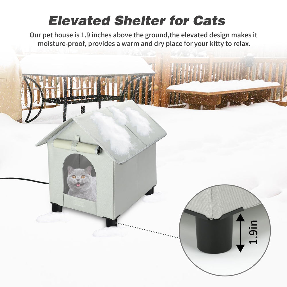 BWOGUE insulated feral cat shelter showing two exits for safety