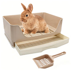 BWOGUE large-rabbit-litter-box-toilet shows a roomy base for comfortable adult pets.