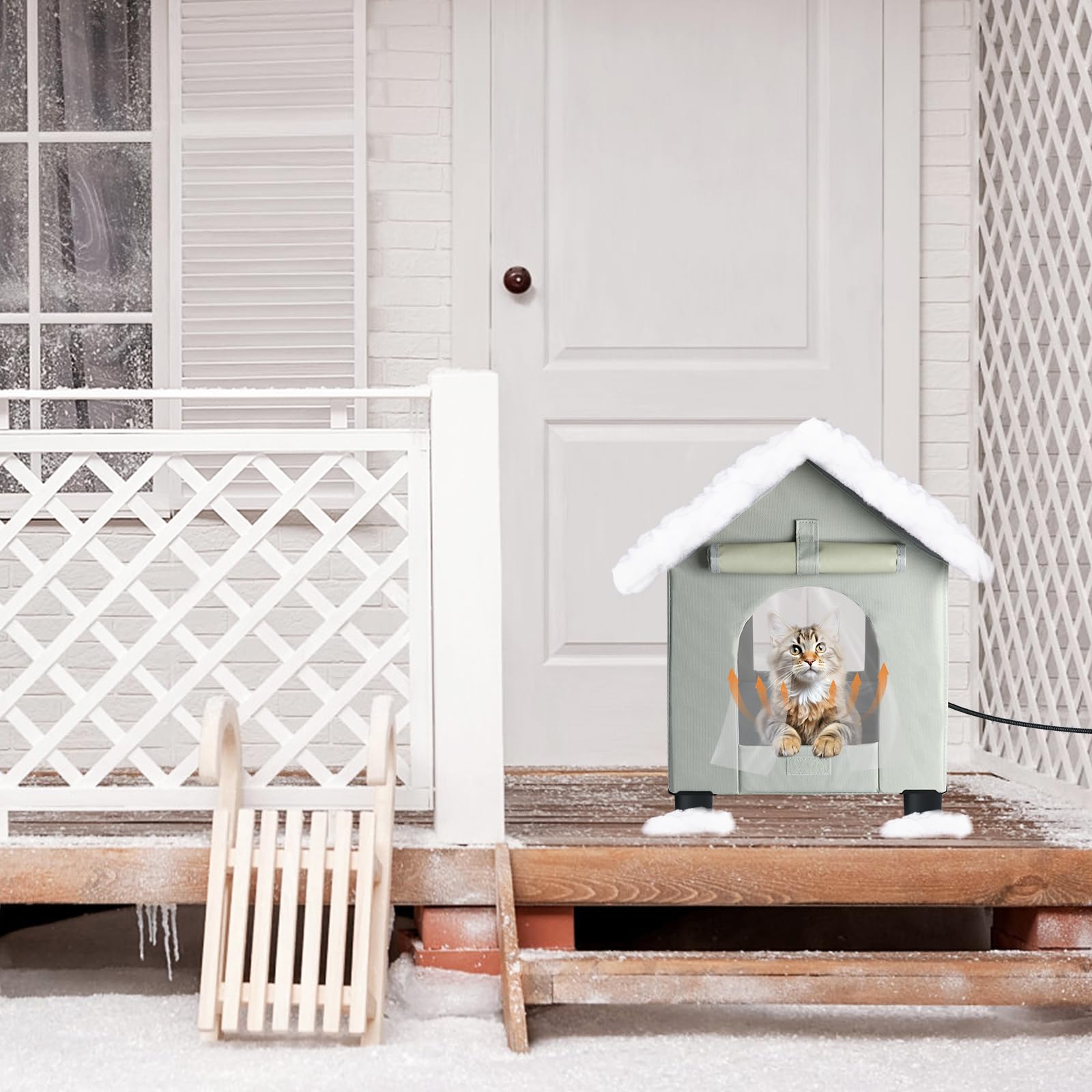 BWOGUE outdoor cat house elevated above ground for moisture protection