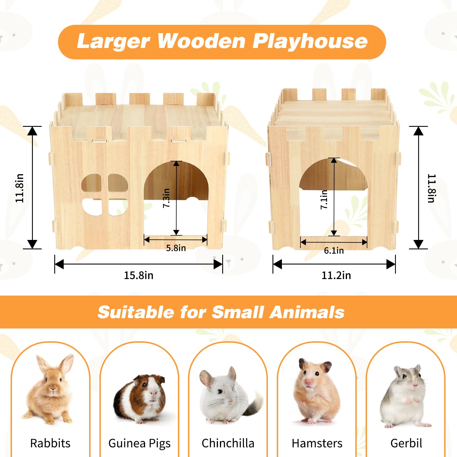 BWOGUE rabbit castle two-story entry for easy access and playful exploration.