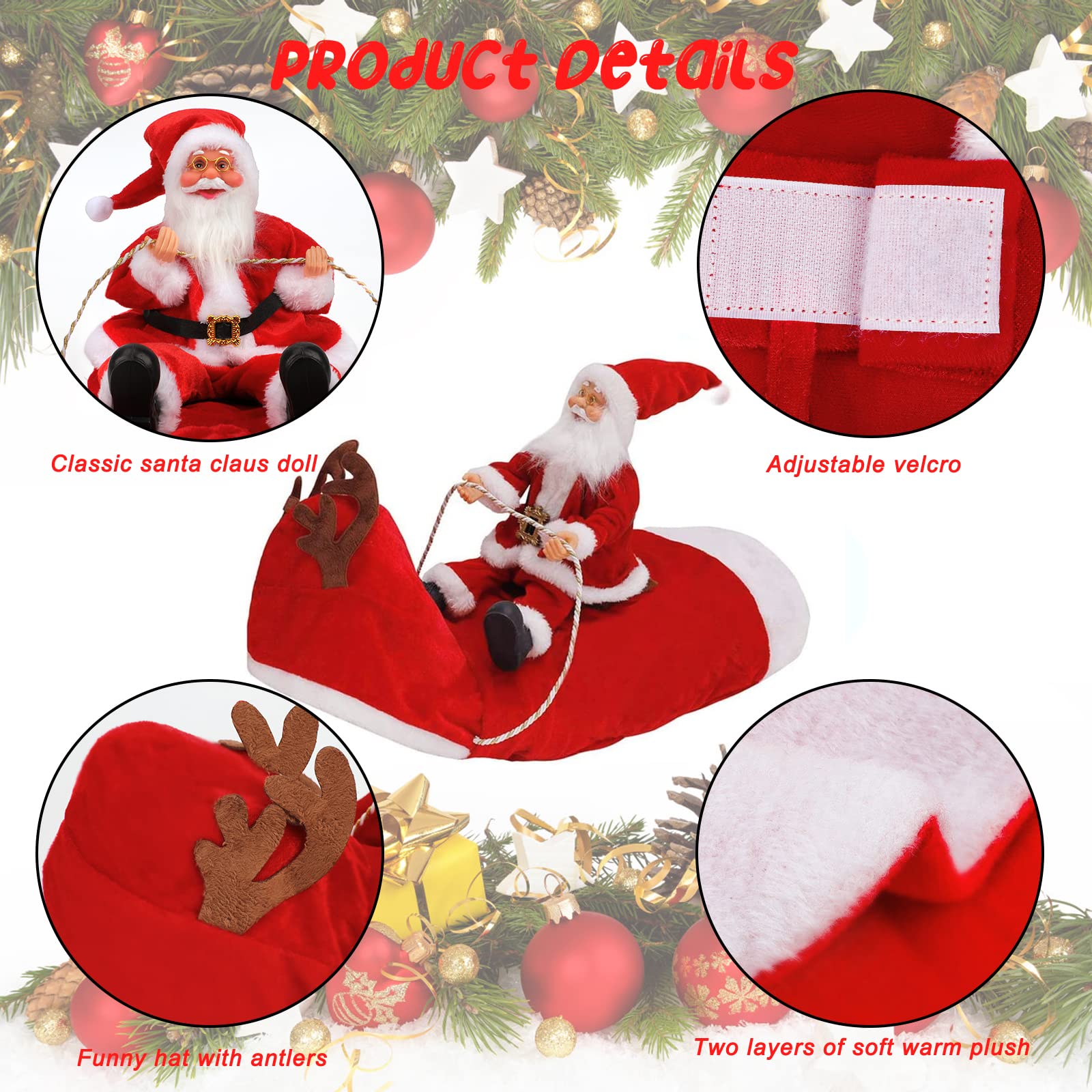 BWOGUE Santa Dog Costume adjustable velcro enables secure easy-on fit.