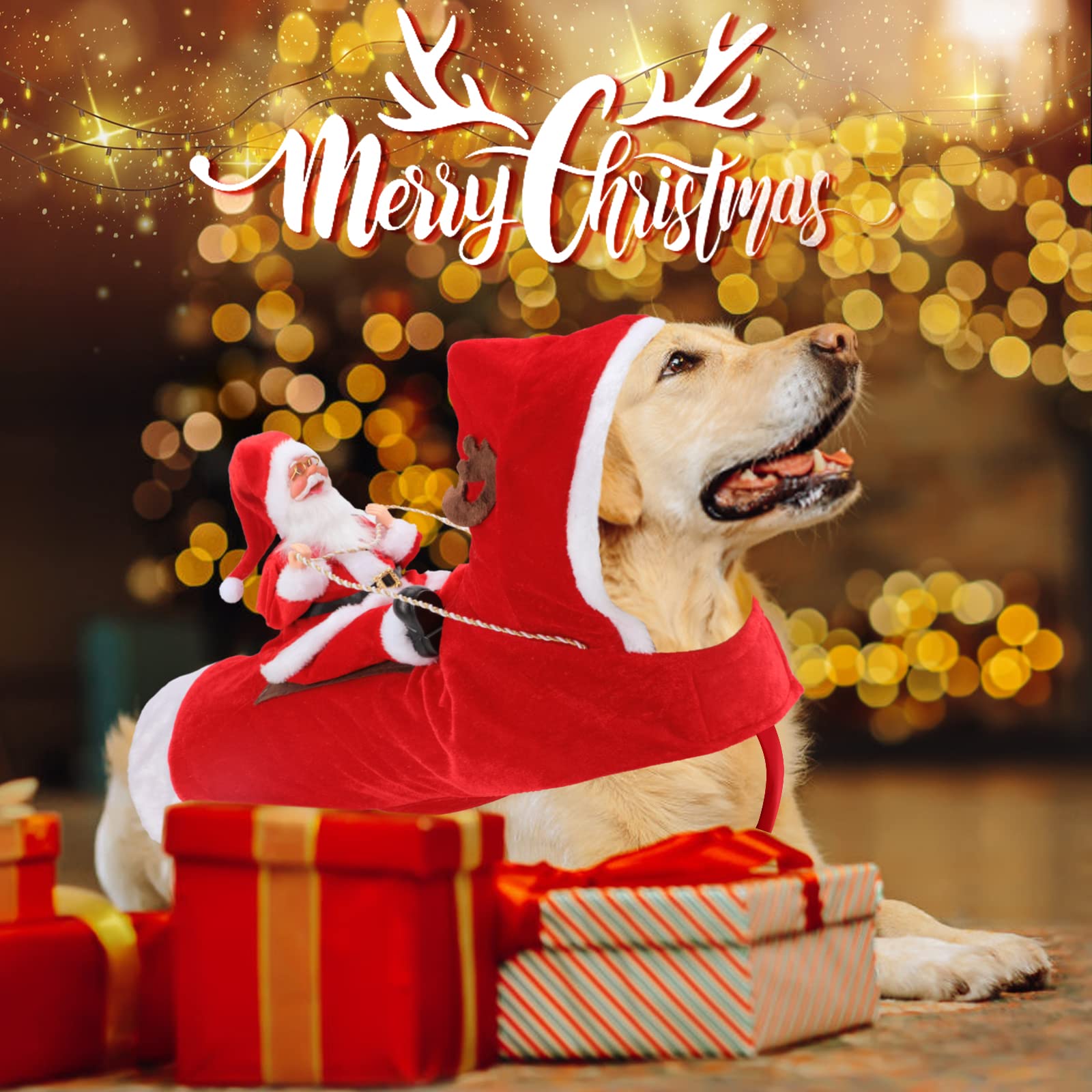 BWOGUE Santa Dog Costume back view highlights Santa styling for celebrations.