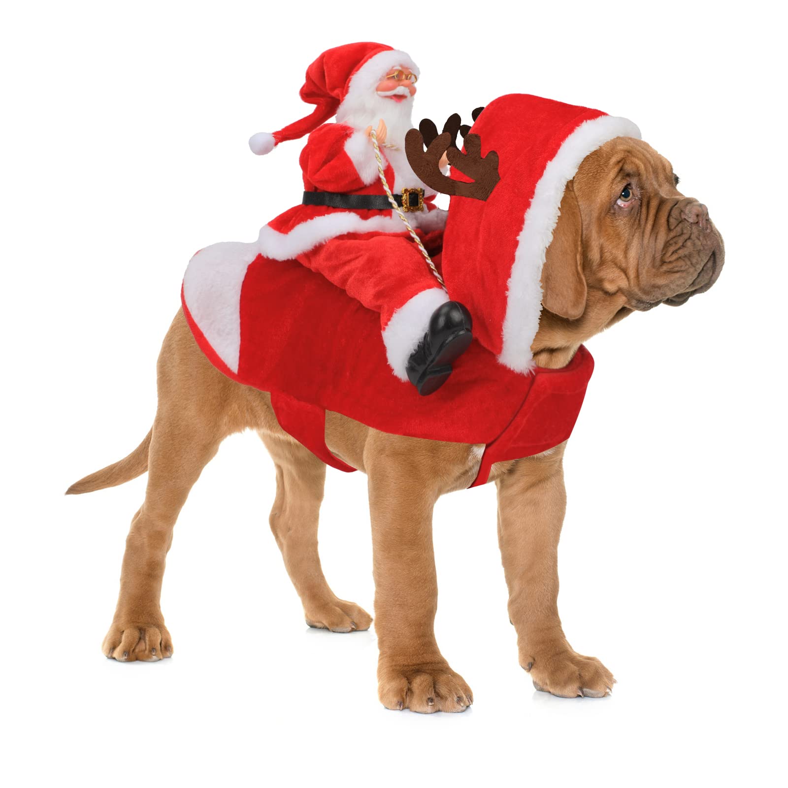 BWOGUE Santa Dog Costume fabric close-up shows soft, breathable material for comfy wear.