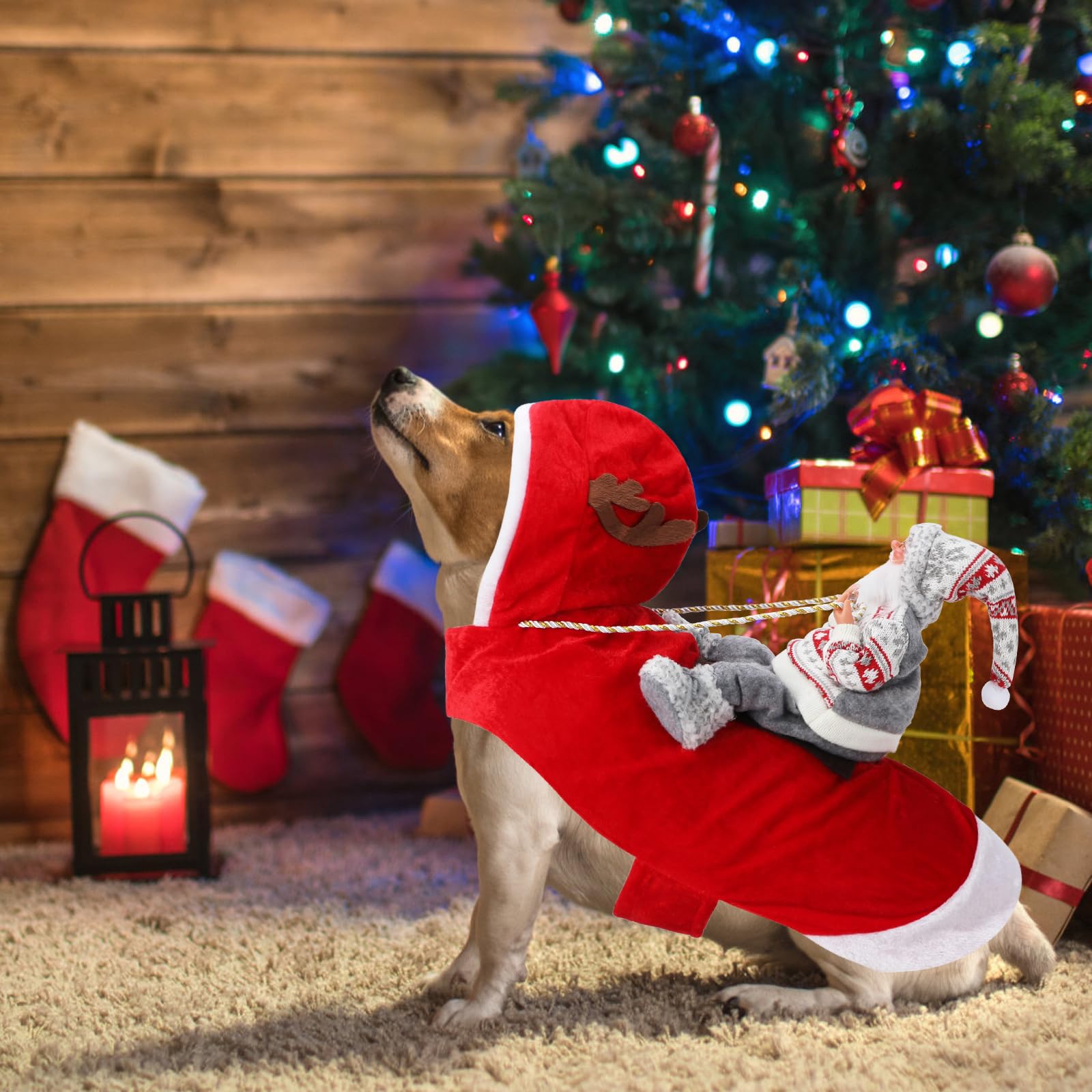 BWOGUE Santa Dog Costume material closeup shows breathable, skin-friendly fabric