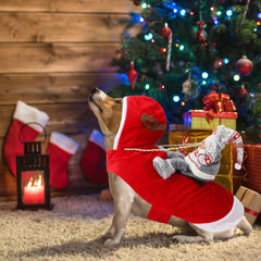 BWOGUE Santa Dog Costume material closeup shows breathable, skin-friendly fabric