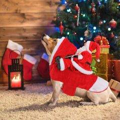 BWOGUE Santa Dog Costume neck and chest sizing for secure fit.