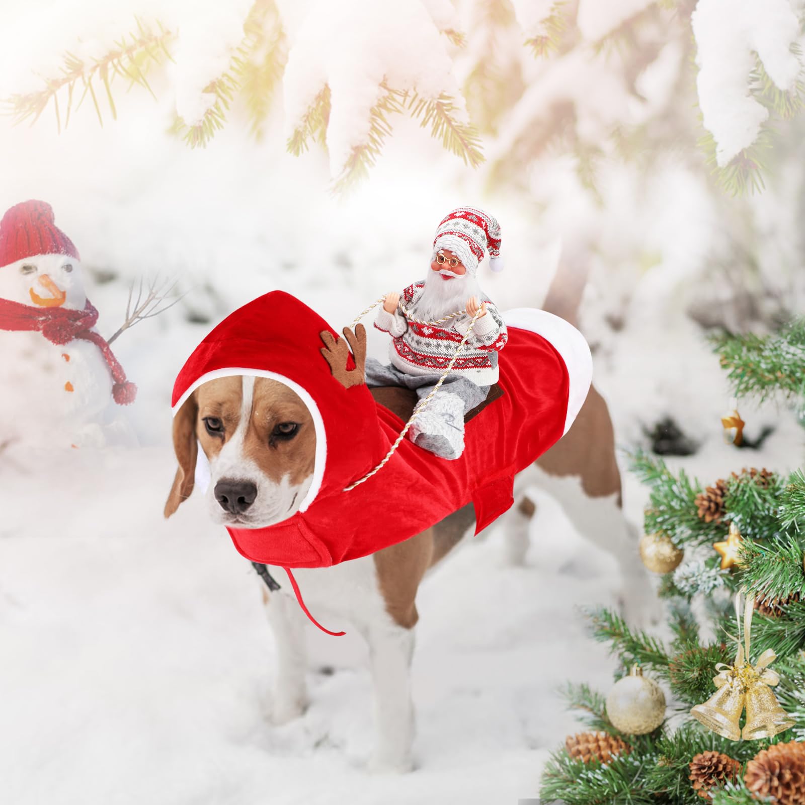 BWOGUE Santa Dog Costume side view highlights adjustable Velcro for snug fit