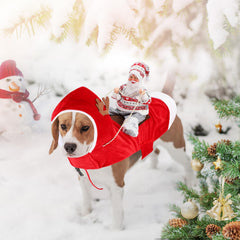 BWOGUE Santa Dog Costume side view highlights adjustable Velcro for snug fit