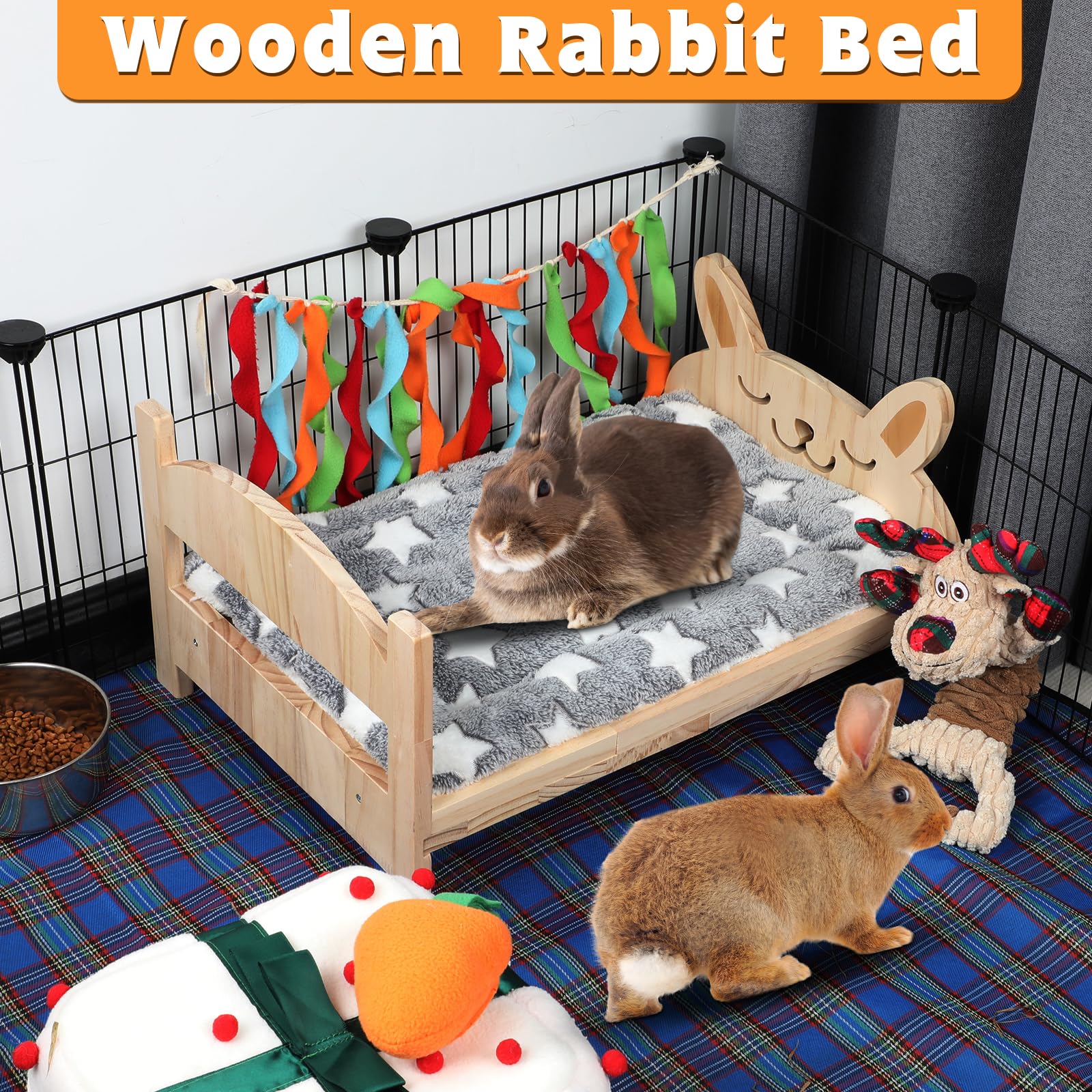 BWOGUE wooden pet bed height 2.3 inches keeps pets off dusty floors.