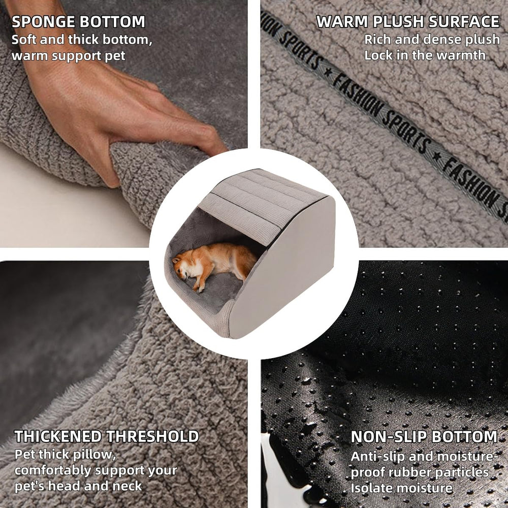 BXEBUI dog bed house plush cover detail emphasizes warmth and soft textures