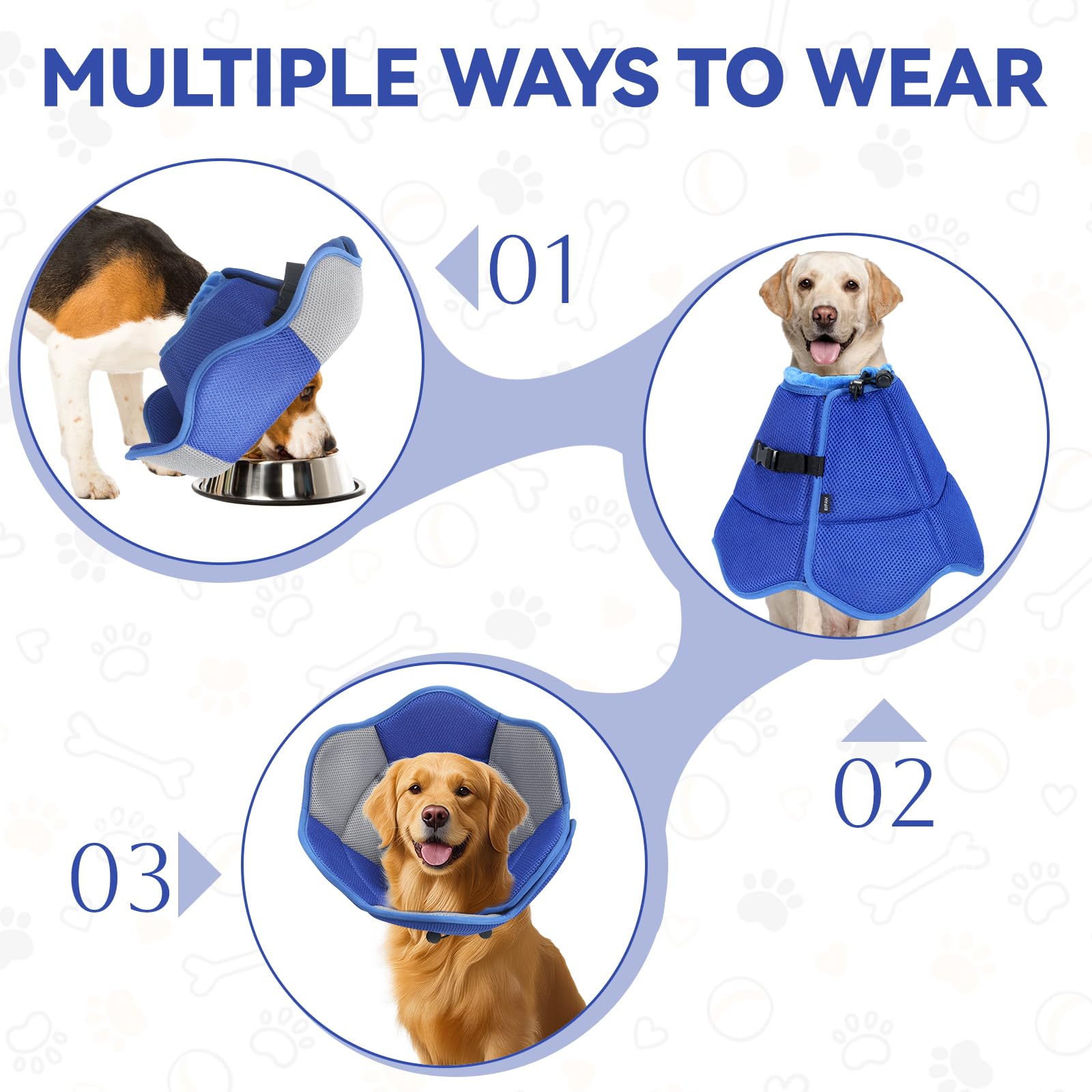 BXPAW cone fits medium to large dogs, from labs to goldens