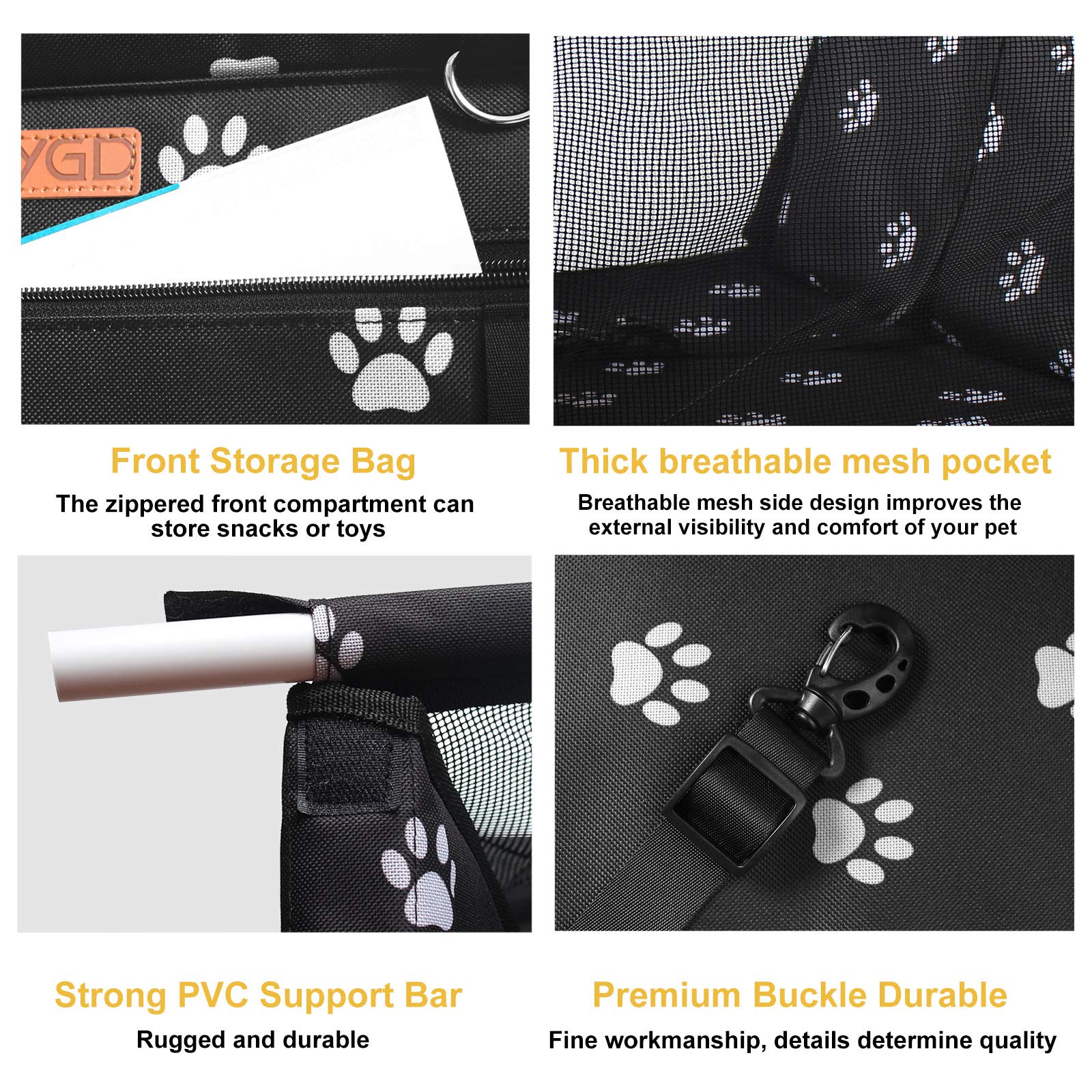 BYGD Dog Car Seat 3 PE plates bottom for sturdy foundation