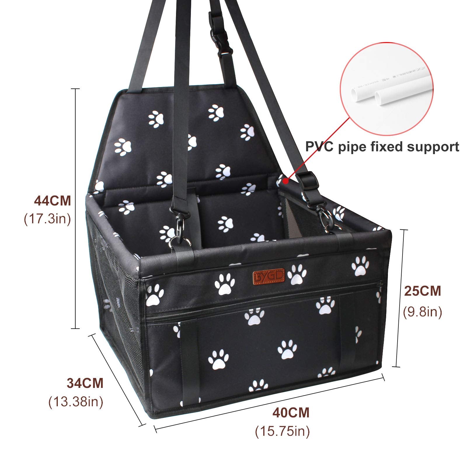 BYGD Dog Car Seat foldable pet basket with cushion for comfort
