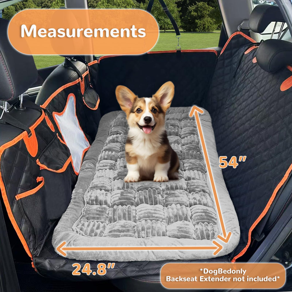 BYI Backseat Pet Bed Mat gray with non-slip bottom securing safe rests