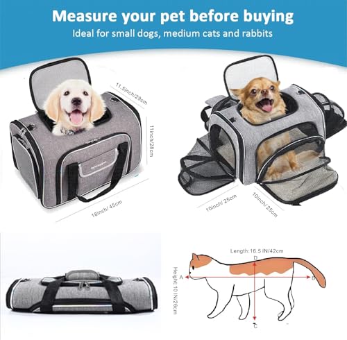 Bytaoqipet cat carrier 4-way expandable increases space for small pets during journeys