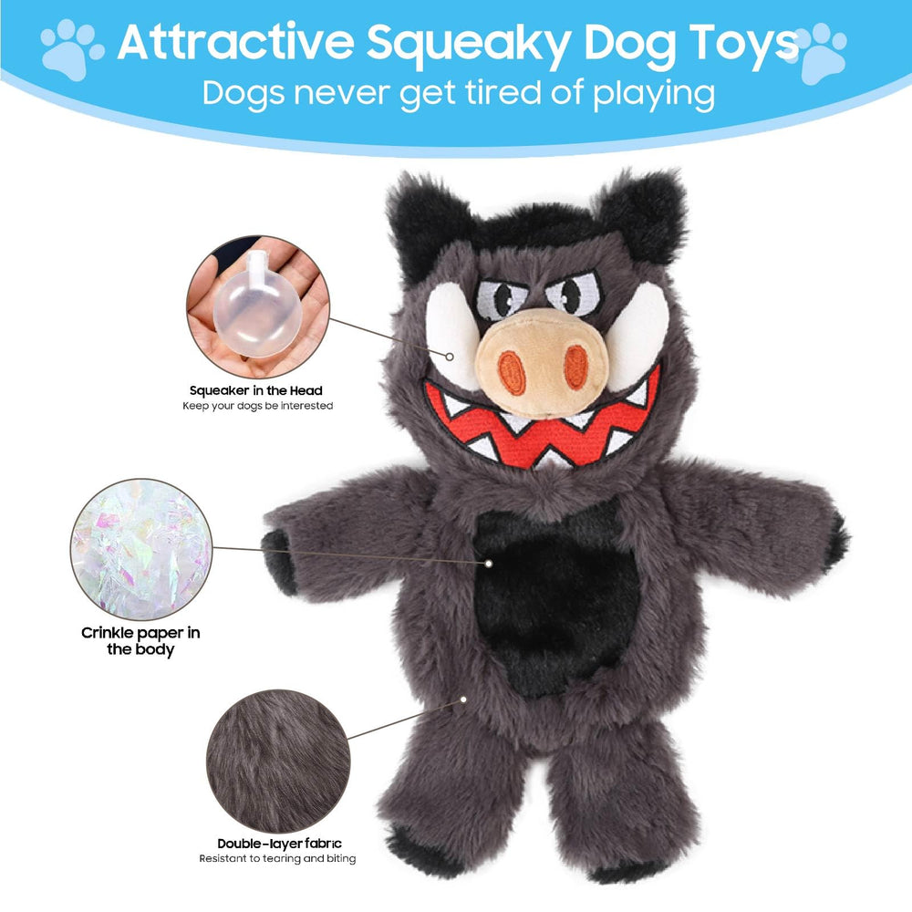 Bzonsmart toy with squeaker in head and crinkle body to enhance sensory play during fetch.