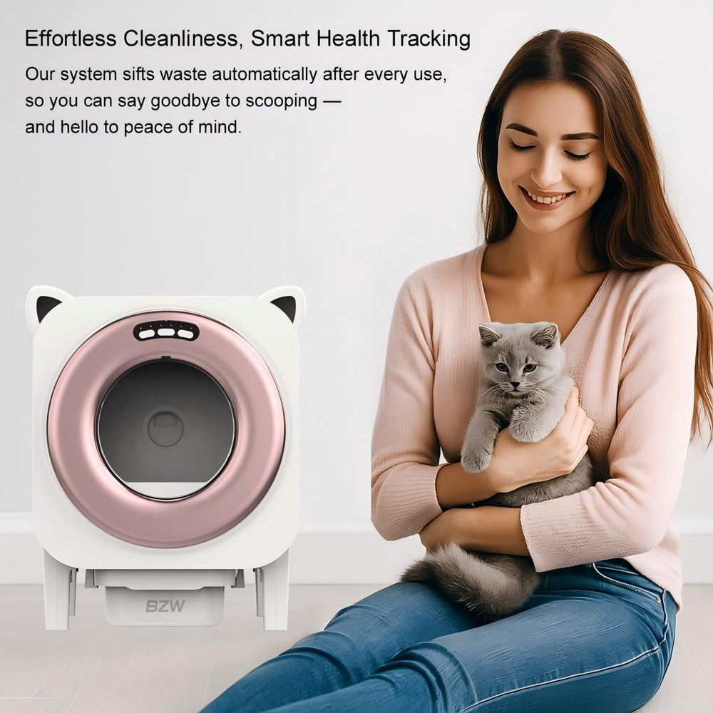 BZW rose gold lid open view emphasizes spacious chamber and easy waste disposal