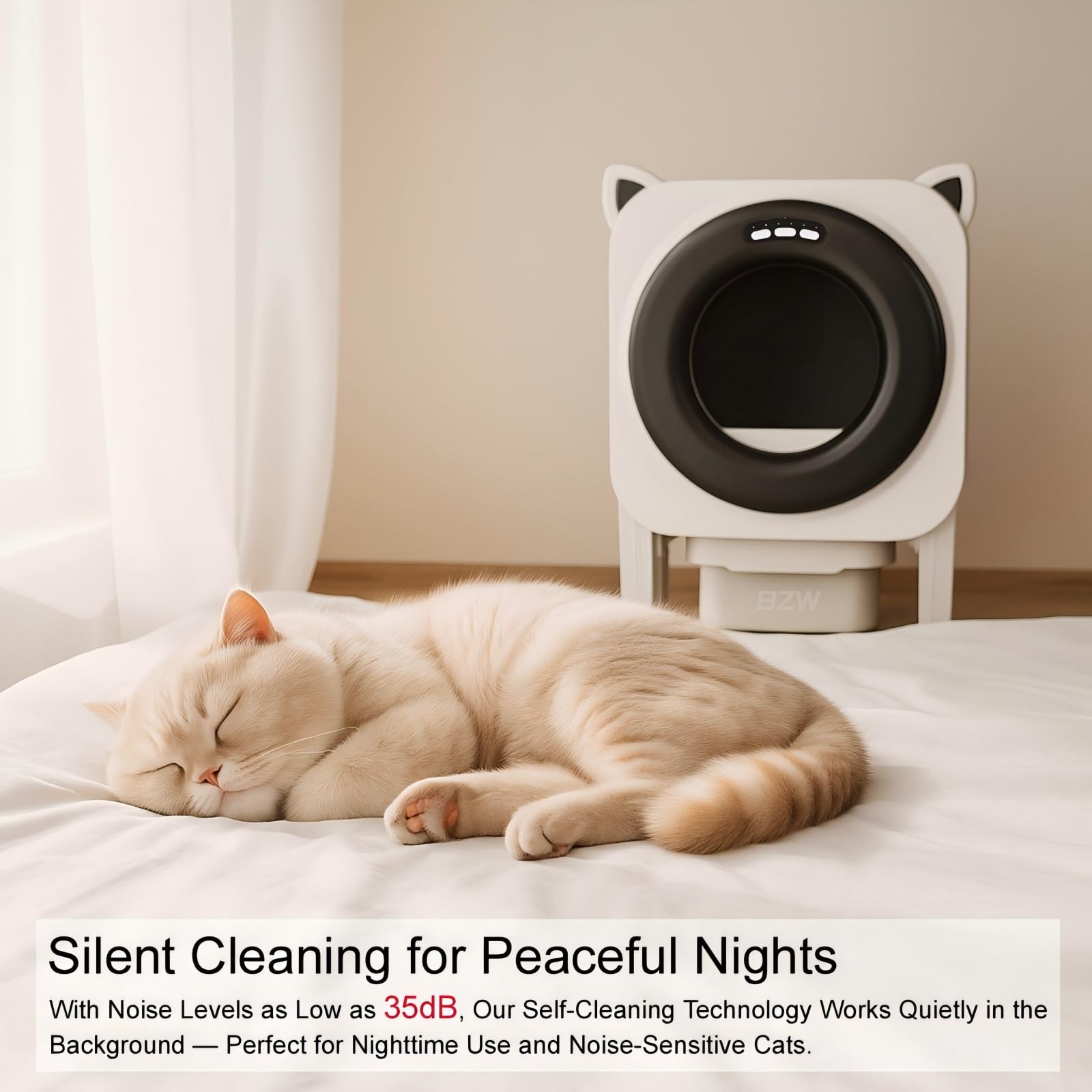 BZW safety sensors close-up on silver litter box emphasizing detection